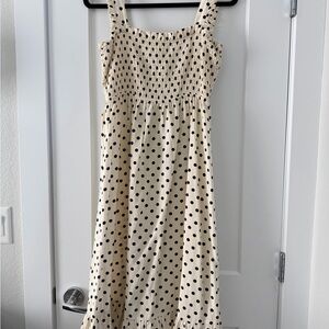 Zara Cream Midi Dress with Black Polka Dots